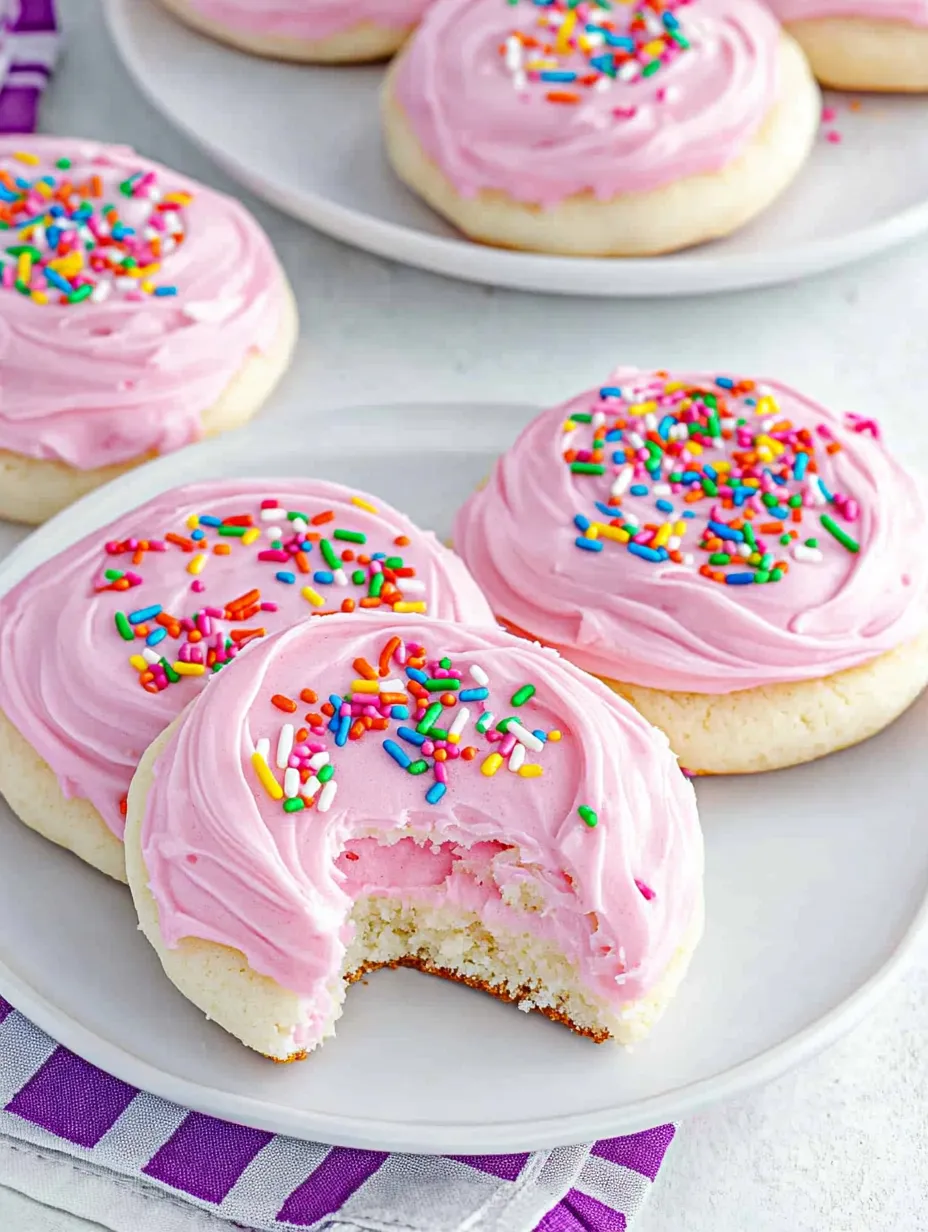 Ein weißer Teller mit zwei Pink-Süßkuchen auf ihm.