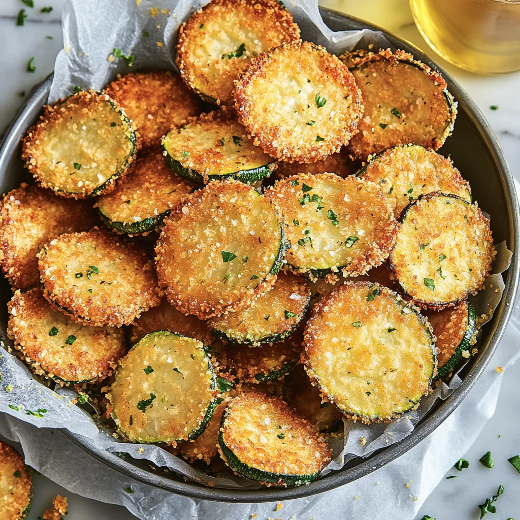 Ein Becher mit Zucchini-Parmesan-Chips.
