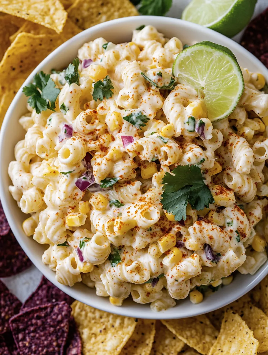 Ein weißer Teller mit macaroni und kartoffeln.