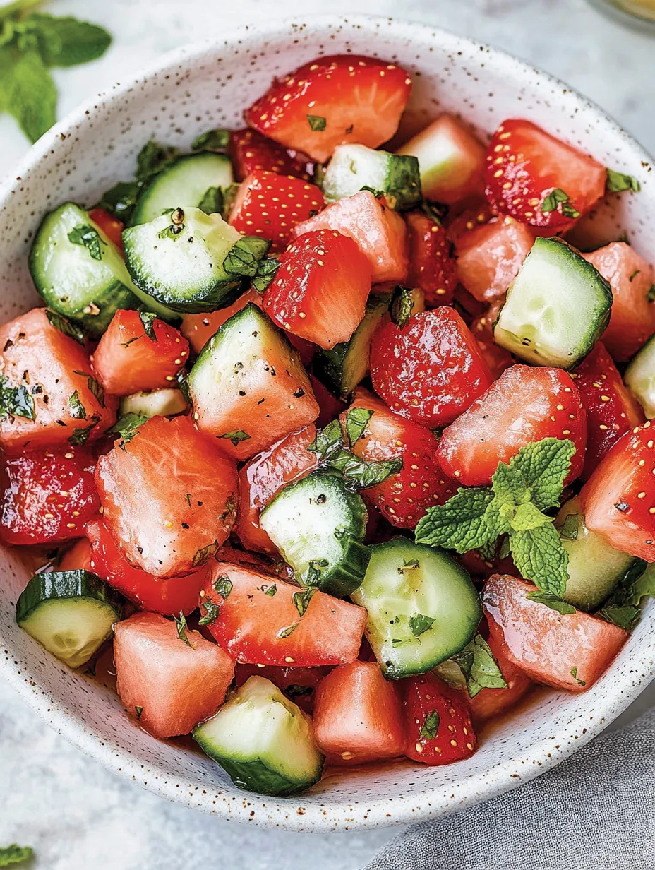 Ein weißer Becher mit einer Mischung aus frischen Zwiebeln, Tomaten, Strawberries und Kokosnuss.