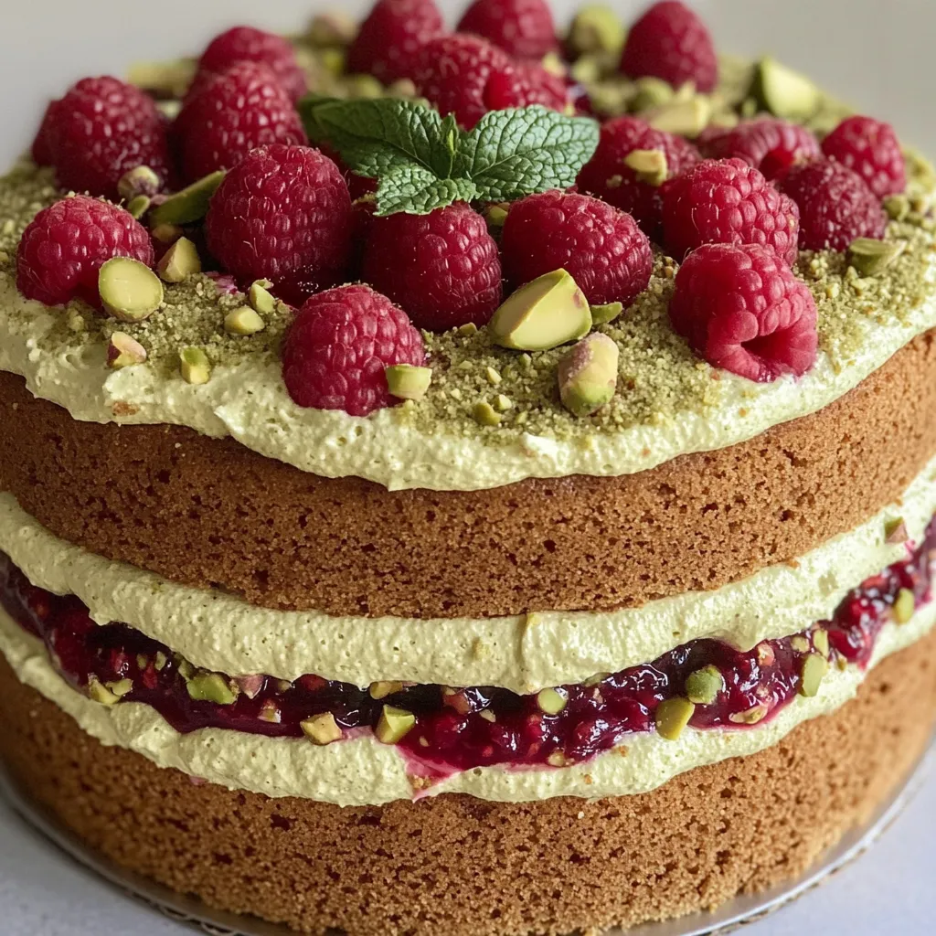 Eine röte Raspberry-Kuchen mit einer Schicht aus Raspberry-Jelly und Nüssen.
