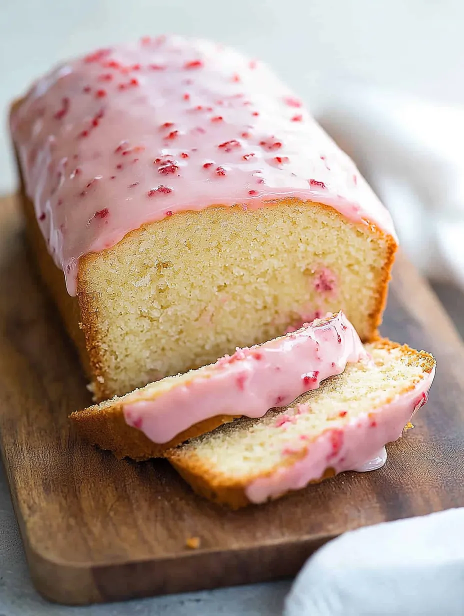 Eine halbe Pink-Zitronen-Bananen-Bohnen-Brot-Tafel auf einem Holzblock.