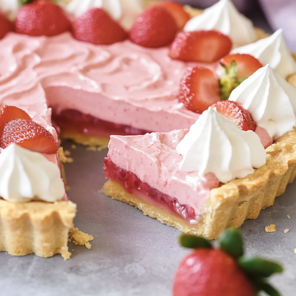 Eine Strawberry-Pastries mit Strawberries und Whipped Cream auf einem Tisch.
