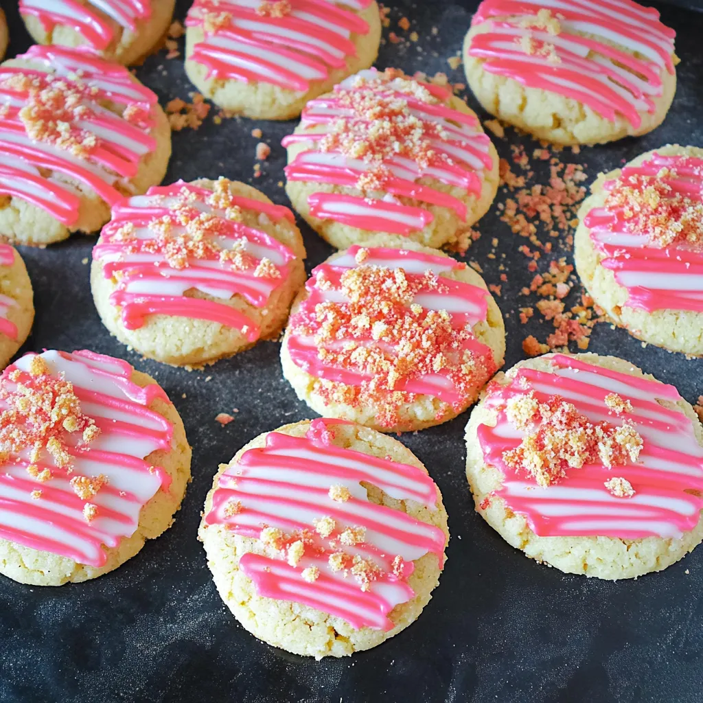 Eine Schicht aus Pink- und White-Farben auf einem Dessert.