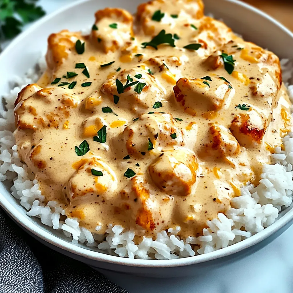 Ein wei&szlig;er Teller mit Reis und K&auml;se.