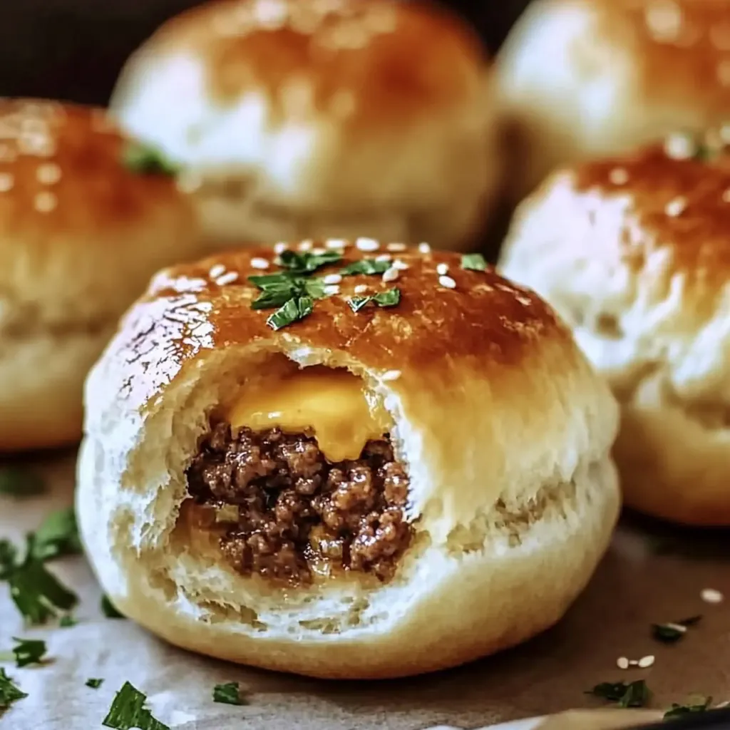 Ein Bild von sechs knusprigen, golden braunen Baguettes mit Käse und Zwiebeln darin.
