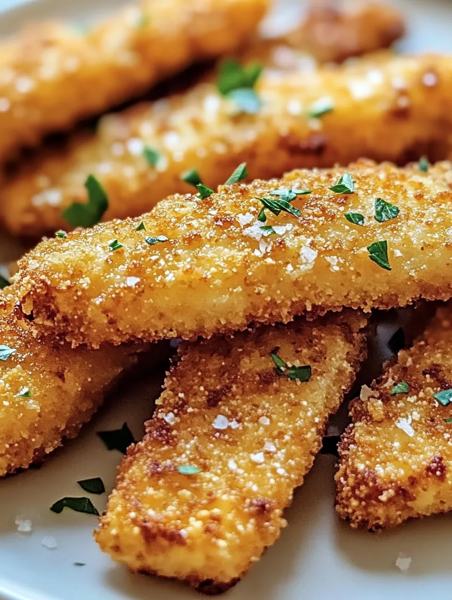 Eine Platte mit frisch zubereiteten, frittierten oder gebackenen Fischsticks, die mit Parsley garniert sind.