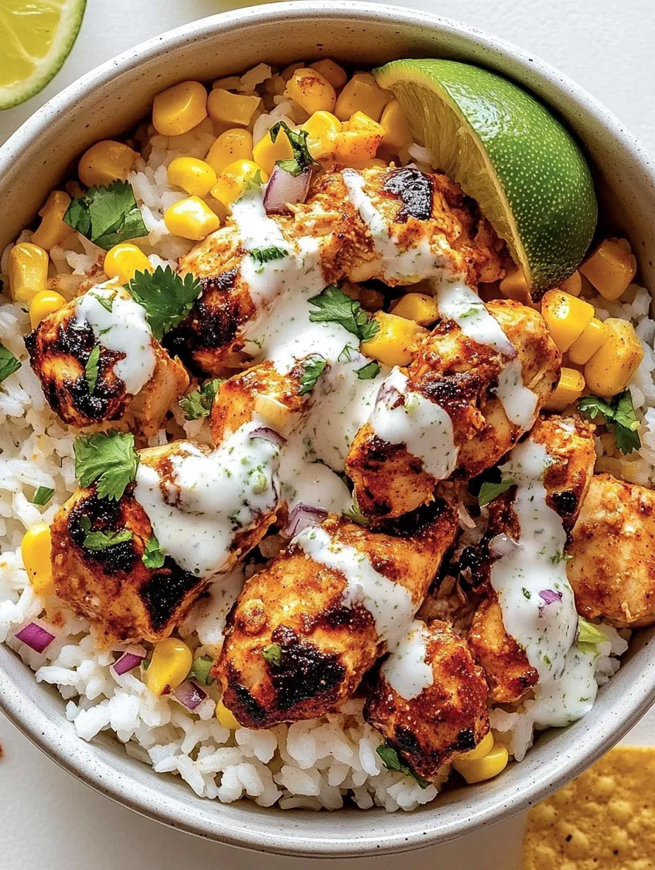 Ein Schüssel mit Rice und Chicken.