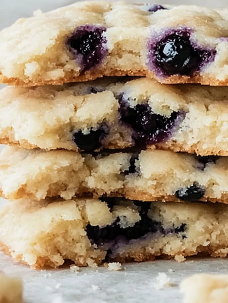 Eine Schicht aus Blaubeeren und Keks auf einer Platte.