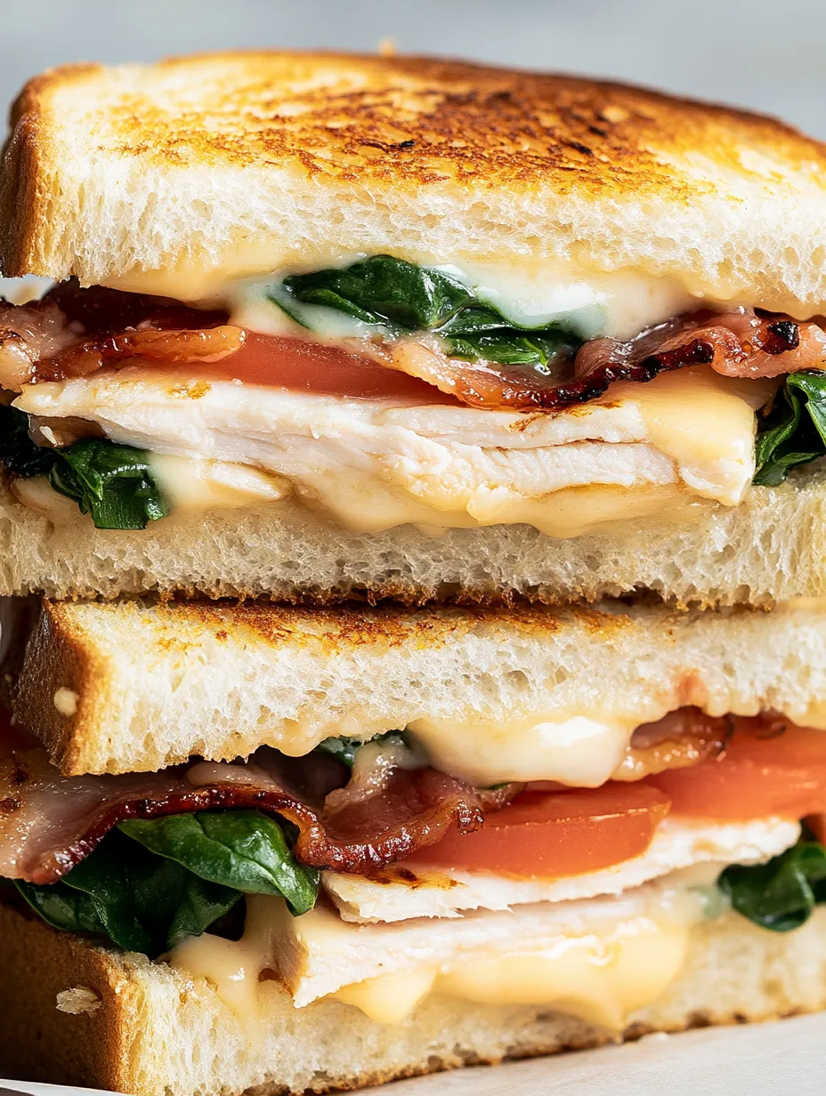 Eine Sandwich mit Bacon, Tomaten und Spinat.
