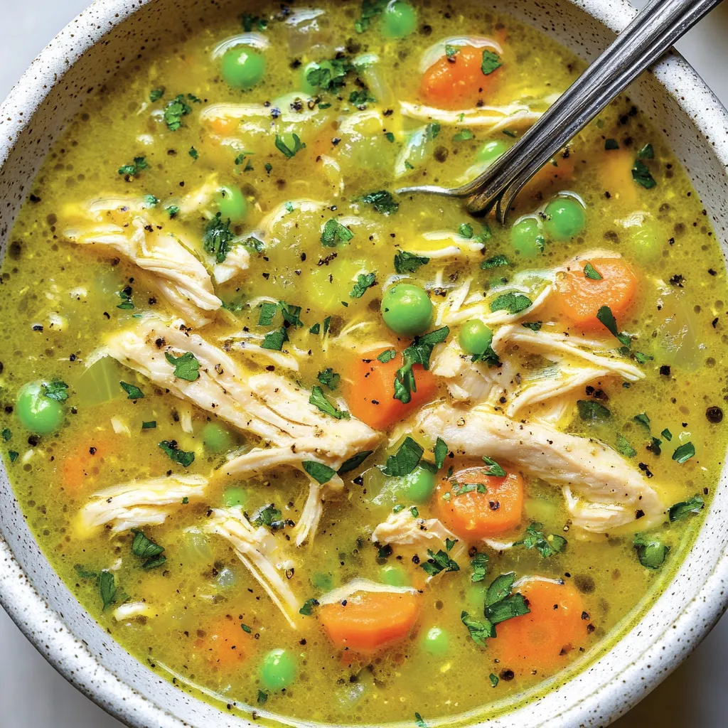 Ein Topf mit einer Anti-Inflammatorischen Chicken-Suppe, die aus Gemüse und Chicken zubereitet wurde.
