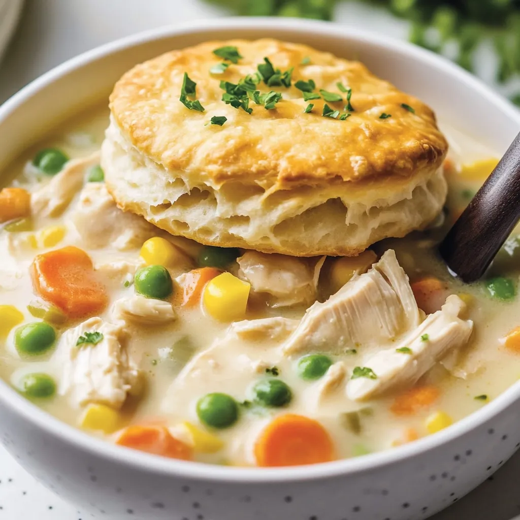 Ein BOWL FULL OF CHICKEN POT PIE SOUP.