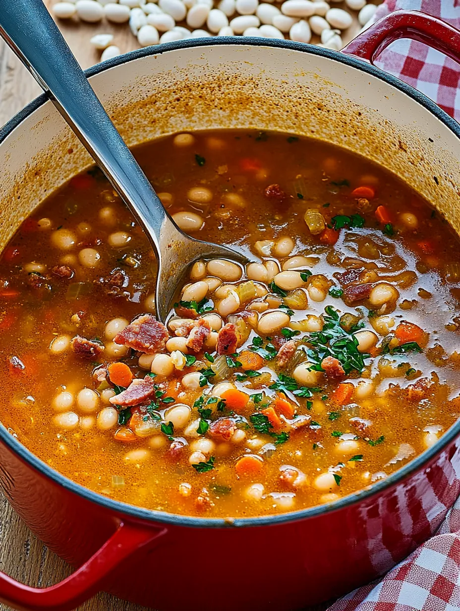 Ein Topf mit Bacon and Bean Soup.