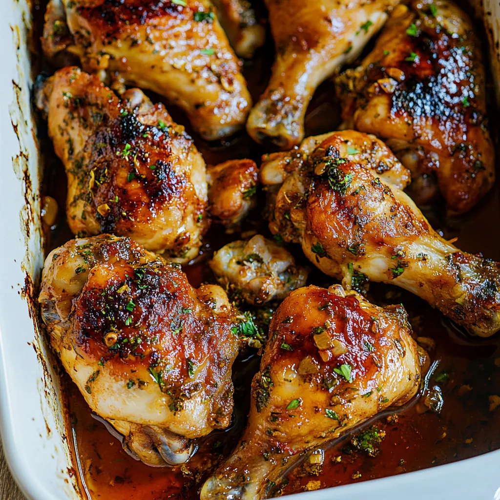 Ein Baked Lemon Butter Chicken in einem weißen Behälter.