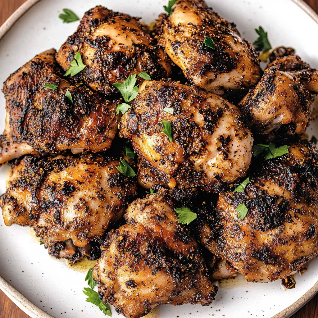 Ein Plate mit Harissa Chicken (Spicy North African Chicken) auf einem Teller.