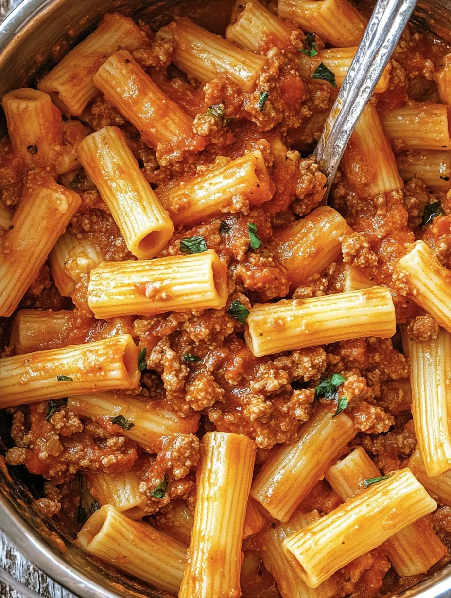 Eine Schüssel mit Pasta, die in einer Tomatensoße gegeben ist.