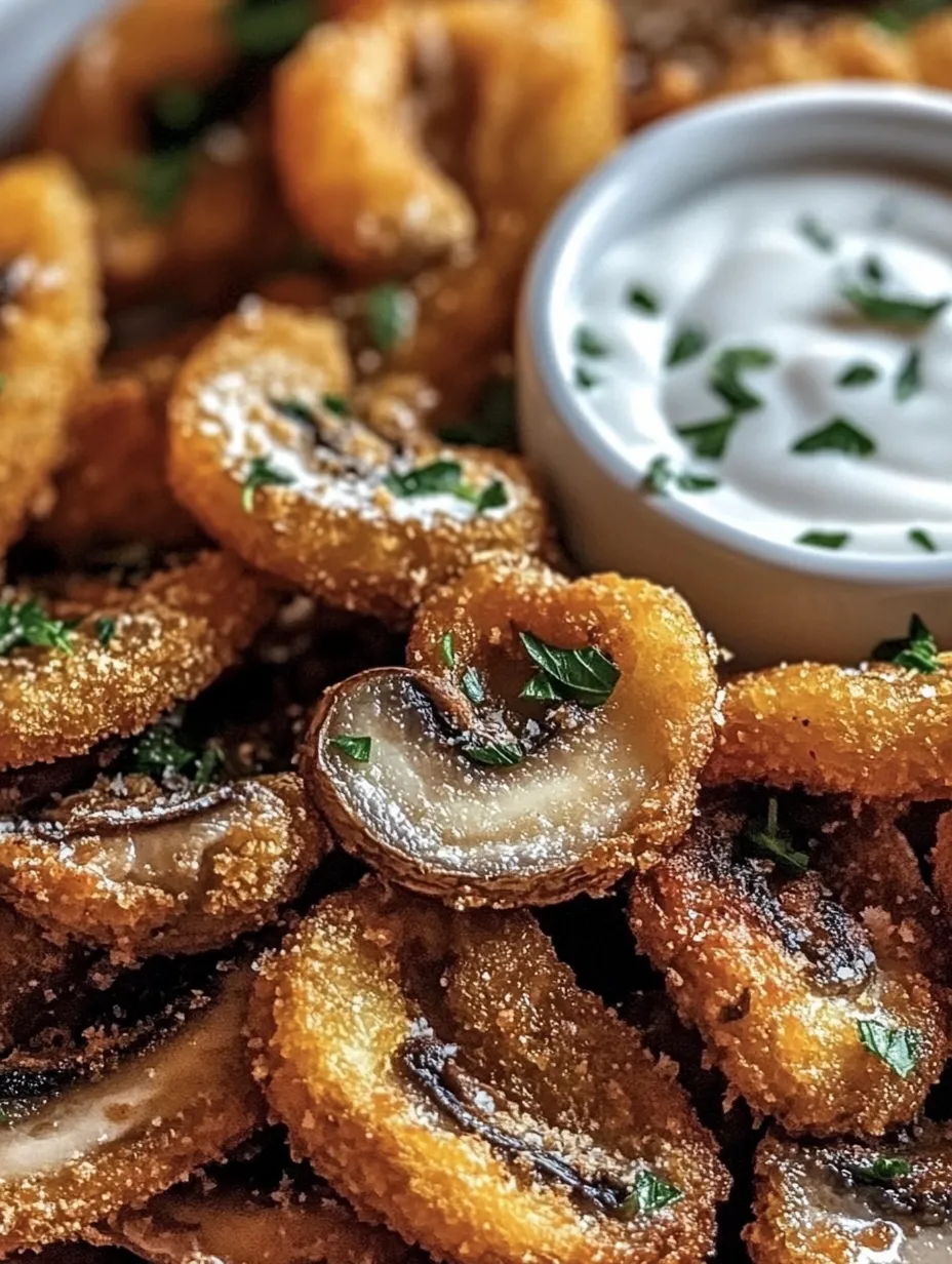 Fried Sliced Mushrooms with Ranch.