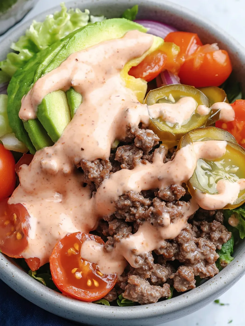 Ein Burger in einem Topf mit verschiedenen Zutaten wie Avocado, Tomaten, Ketchup und Salat.