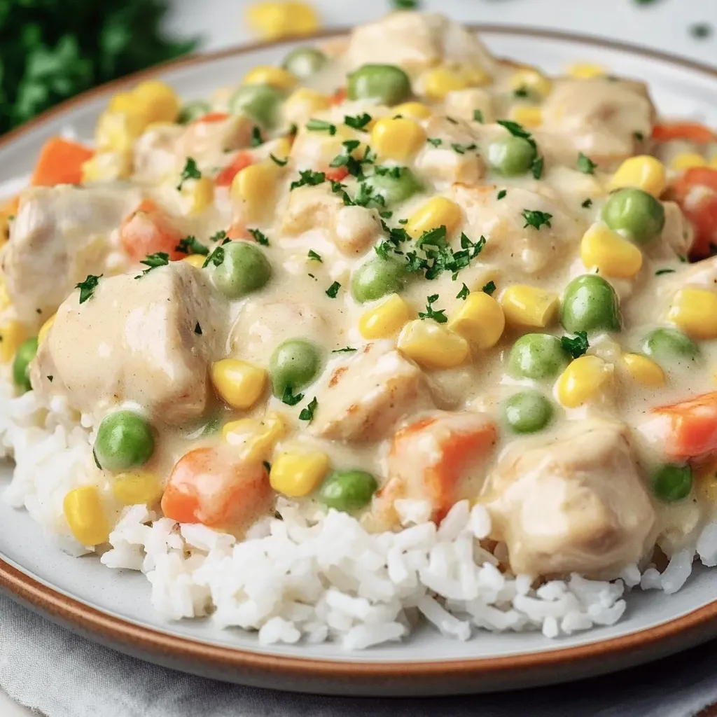 Ein Plate mit Rice und Chicken.
