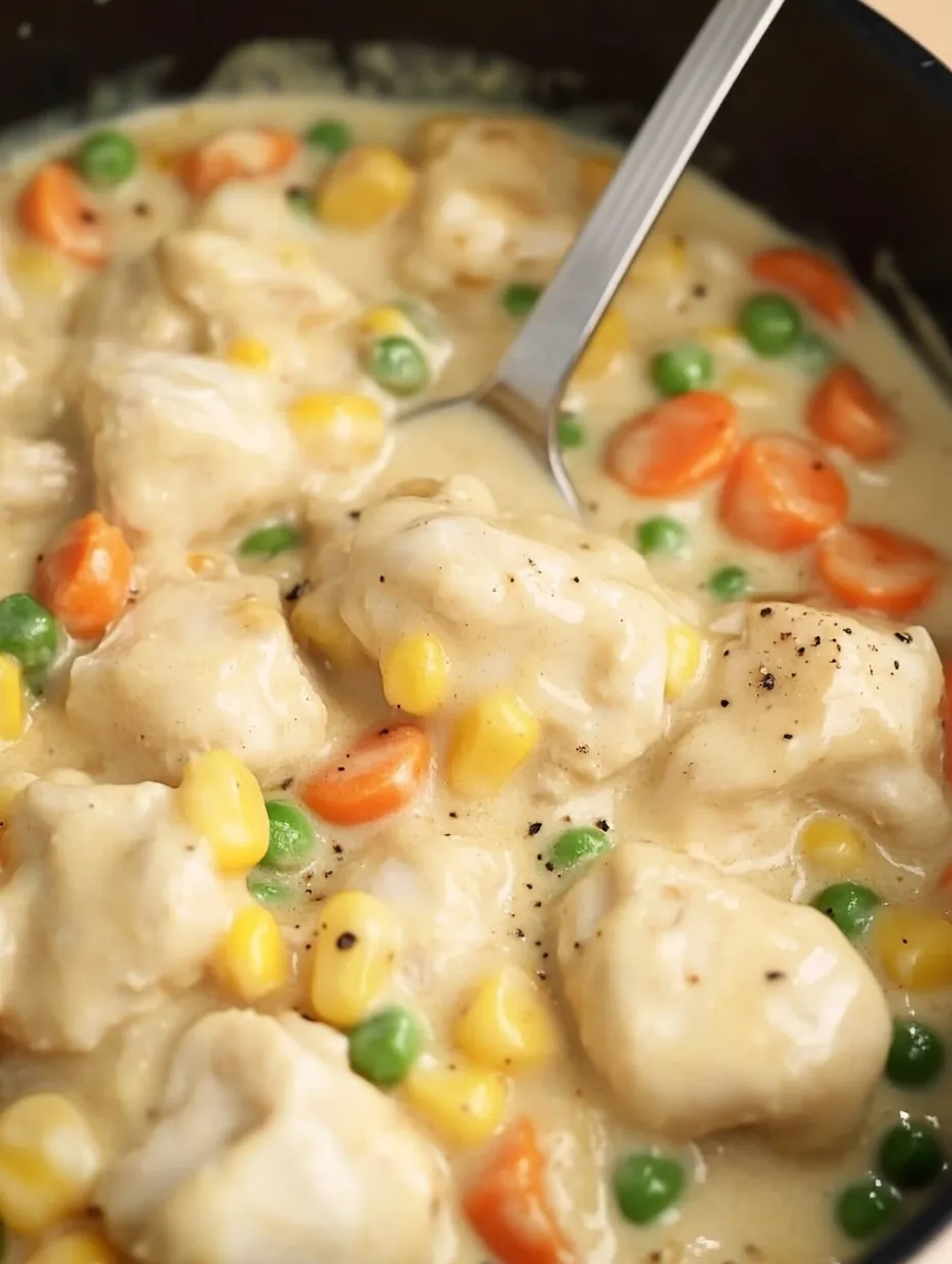 Ein Bild von einer Crustless Chicken Pot Pie Rezept, die mit Kartoffeln, Zwiebeln, Karotten, Kokosmilch und Käse zubereitet wird.