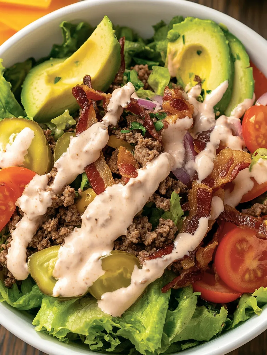 Ein Salat mit Bacon, Tomaten, Avocado und Lettuce.