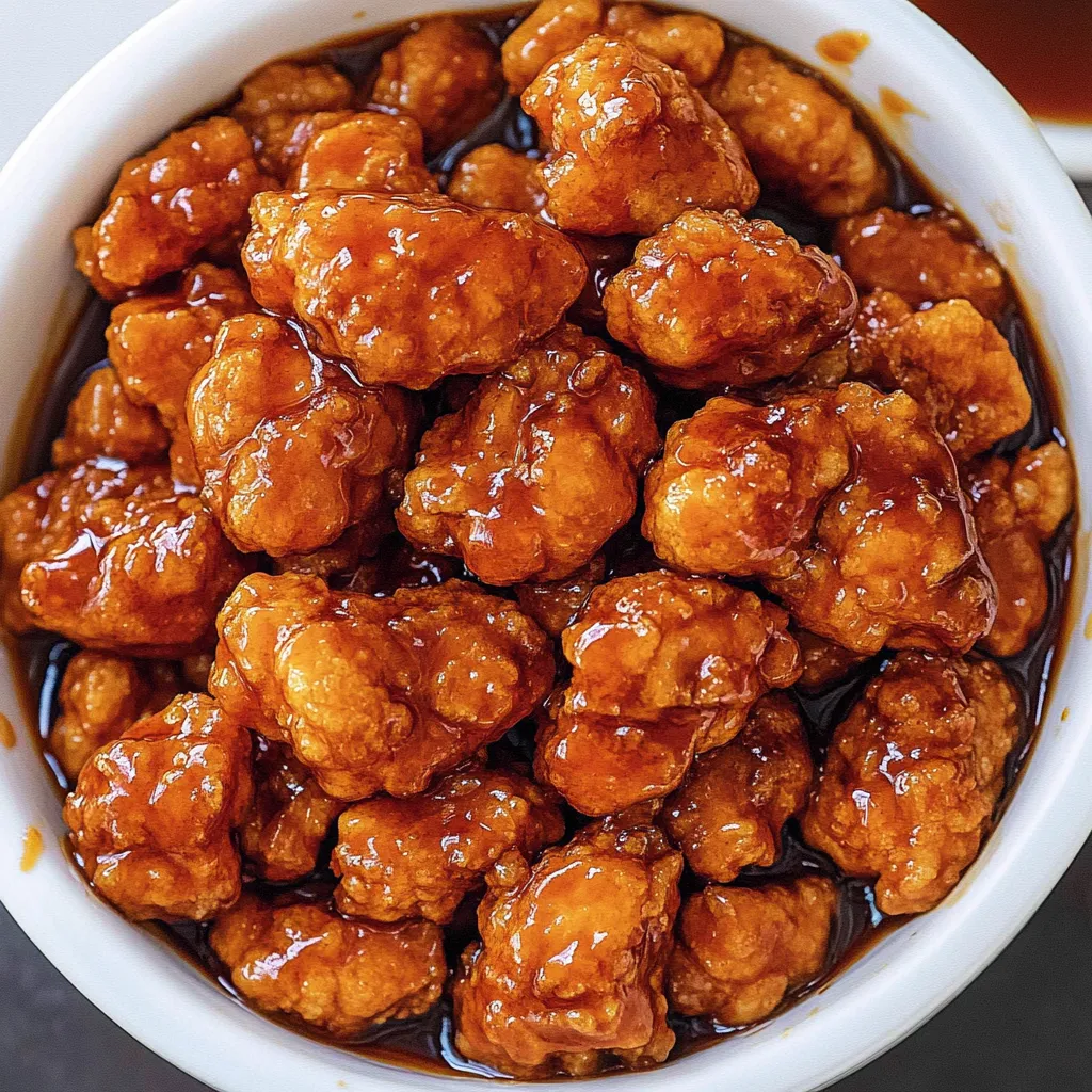Ein weißer Wok mit einer Mischung aus Zwiebeln, Kokosmilch und Zucker, die als Basis für eine Orange Chicken-Gericht dient.