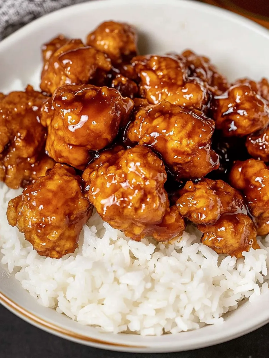 Ein Plate mit Rice und Orange Chicken.