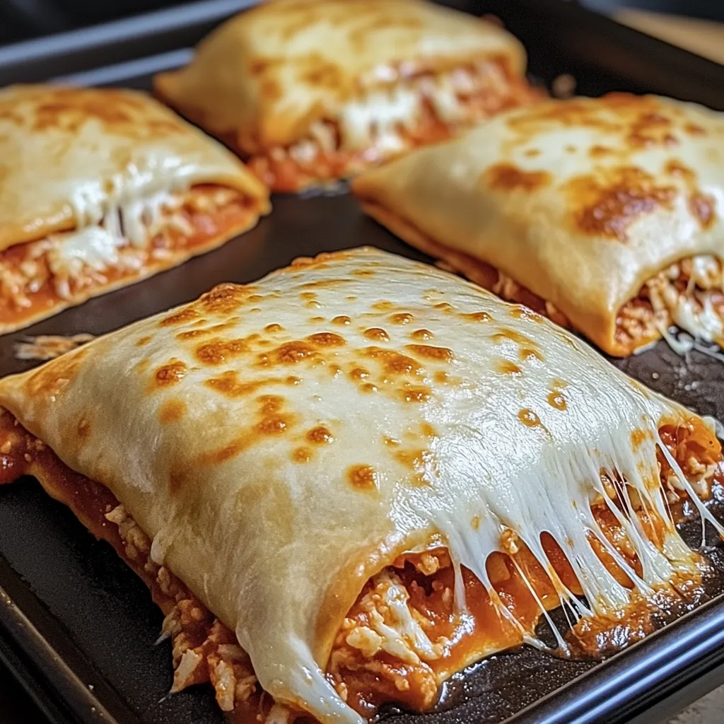 Ein Schälchen mit Buffalo Chicken Pizza Pockets auf einem Teller.