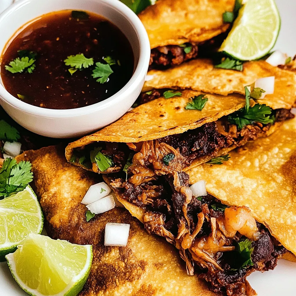 Ein Taco mit Birria und Tortillas.