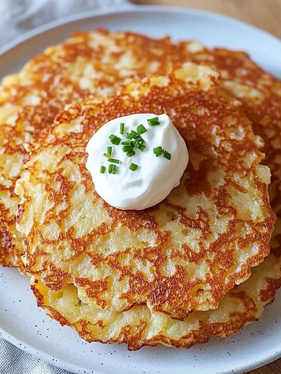 German Potato Pancakes mit Mayonnaise und Zwiebeln.