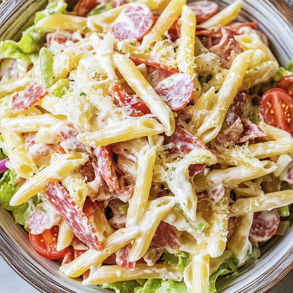 Eine Schüssel mit einer Mischung aus Pasta, Tomaten, Zwiebeln und Käse.
