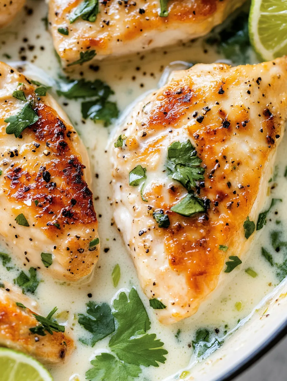 Ein Bild von Chicken mit einer creamy coconut lime sauce.