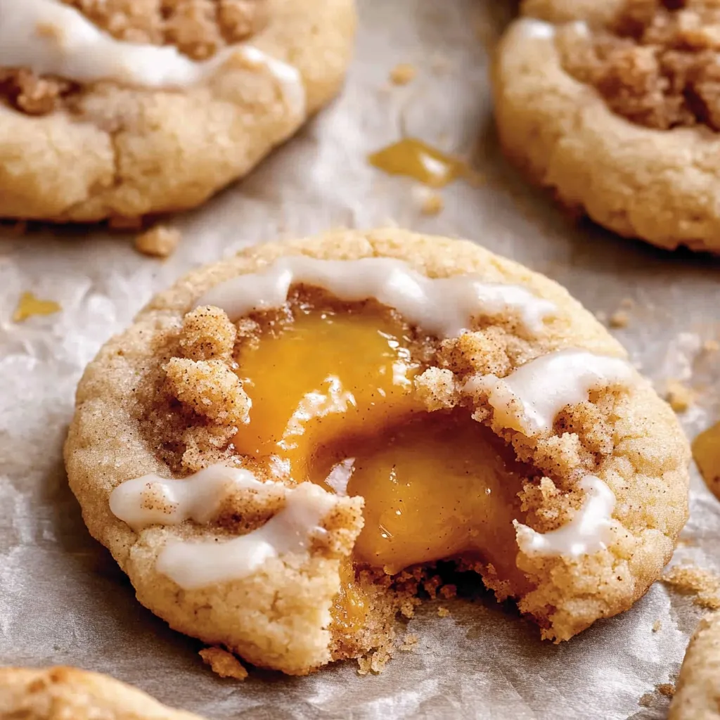 Ein Batch von Peach Cobbler Cookies, die auf einem Blech liegen.