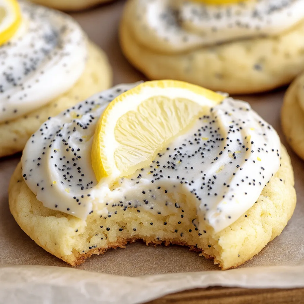 Ein leckeres Lemon Poppy Seed Cheesecake Cookie mit einer leichten Konsistenz und einem süßen Geschmack.