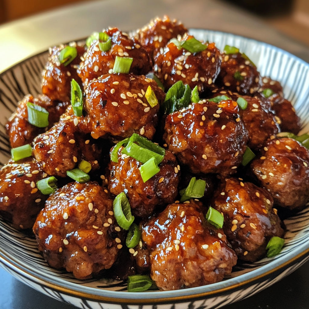 A bowl of meatballs with a sauce on top.