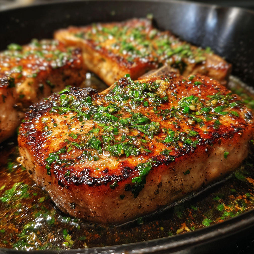 A pan of meat with herbs on it.