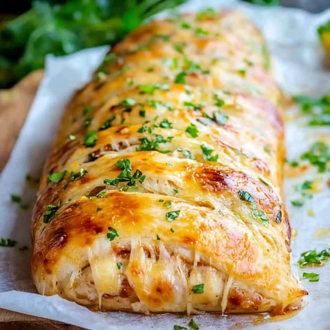 Ein weißer Teller mit einer zerlegten Pizza, die mit Zwiebeln und Käse garniert ist.
