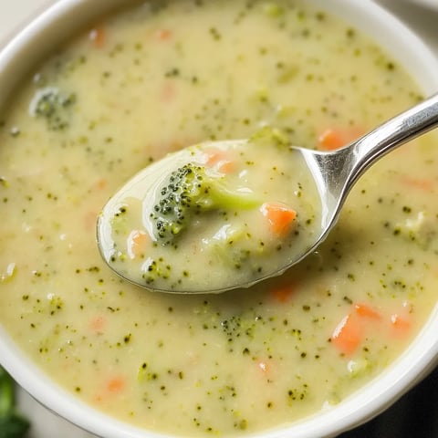 Ein Schalen mit einer cremigen Suppe, die mit Brokkoli und Karotten garniert ist.