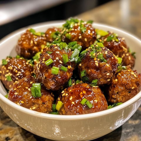 A bowl of meatballs with a green topping.