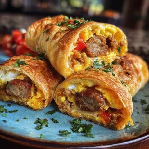 Sausage Egg Breakfast Roll-Ups.